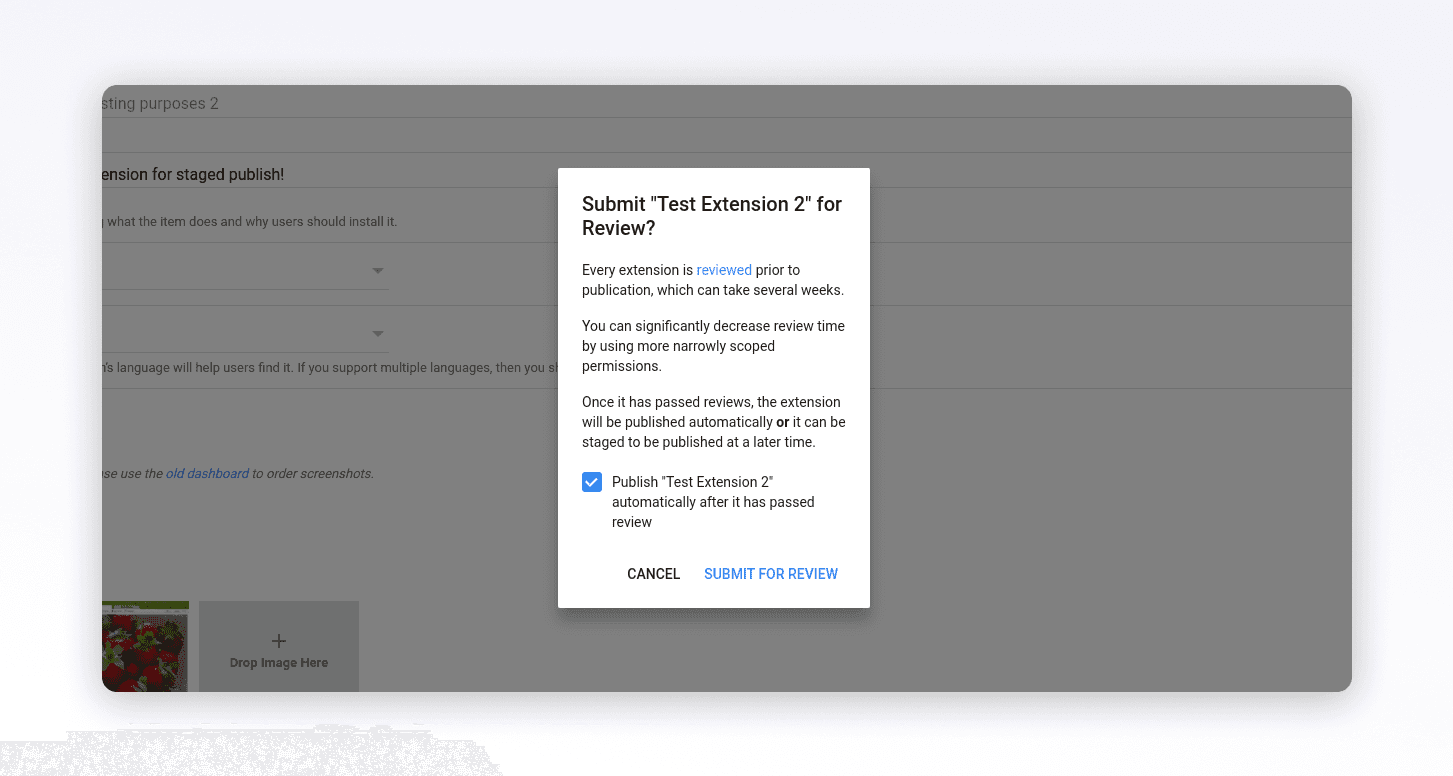 Chrome submit for review