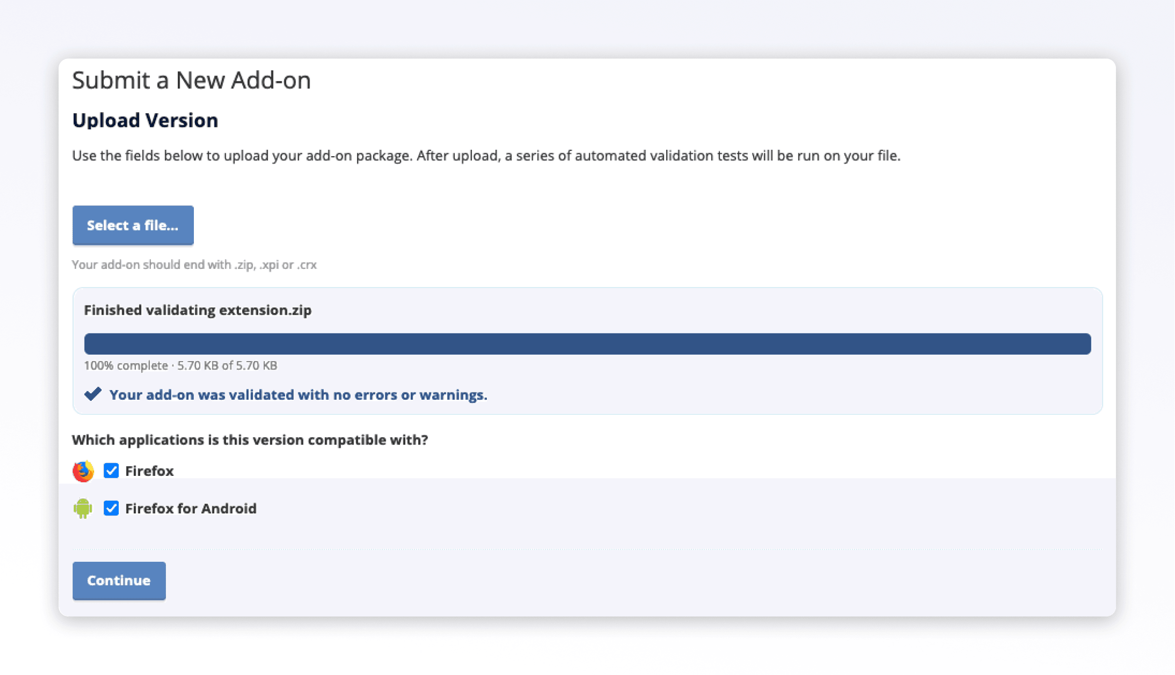 Mozilla validation