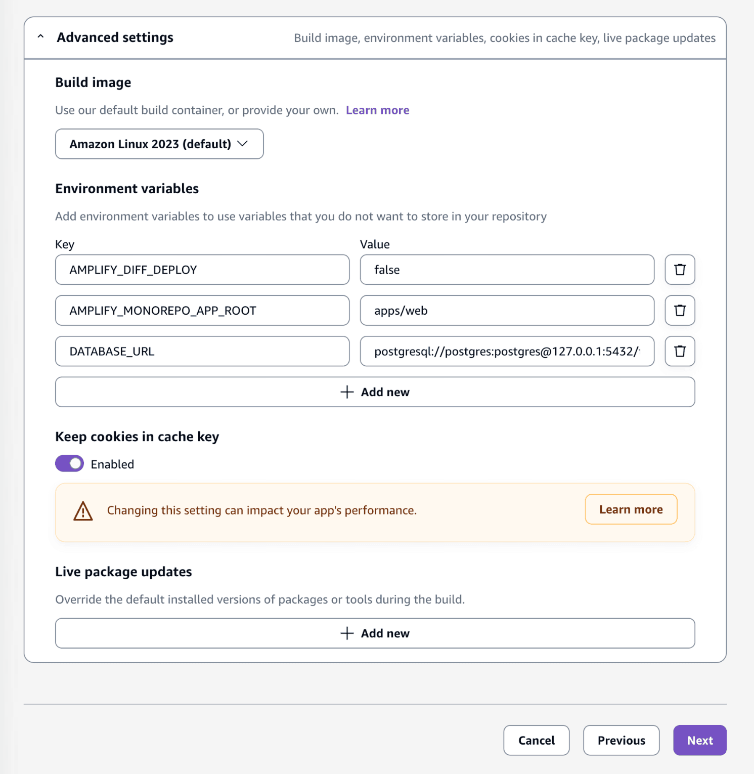 Amplify environment variables