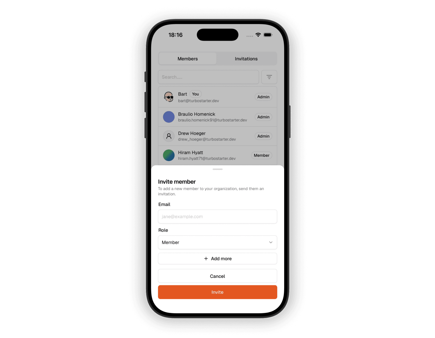 Invite members bottom sheet