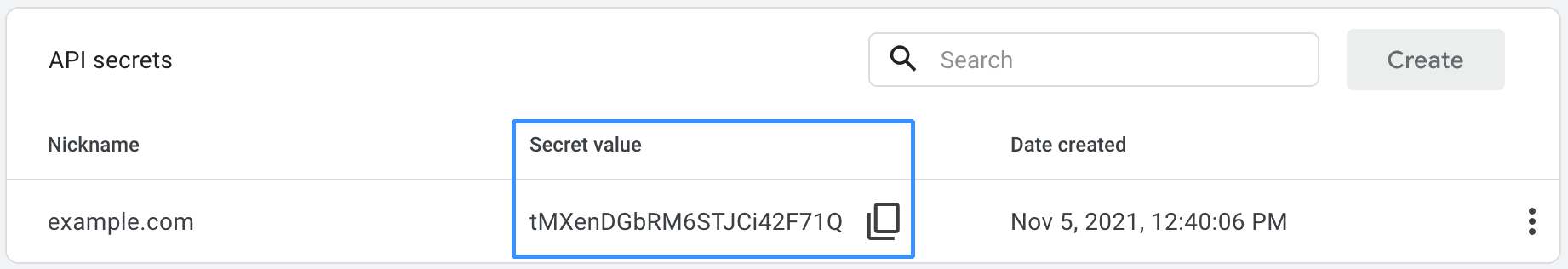 Google Analytics Measurement Protocol API secret