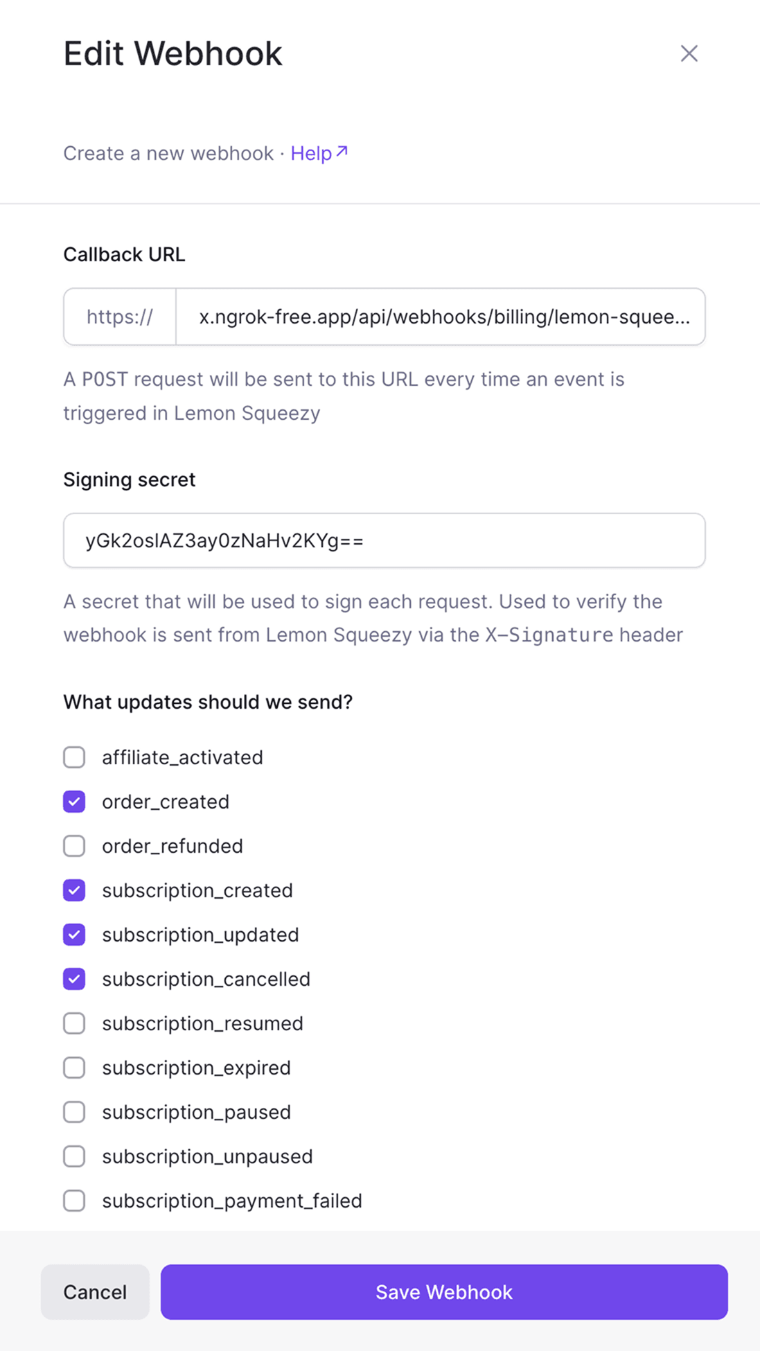 Lemon Squeezy Webhook
